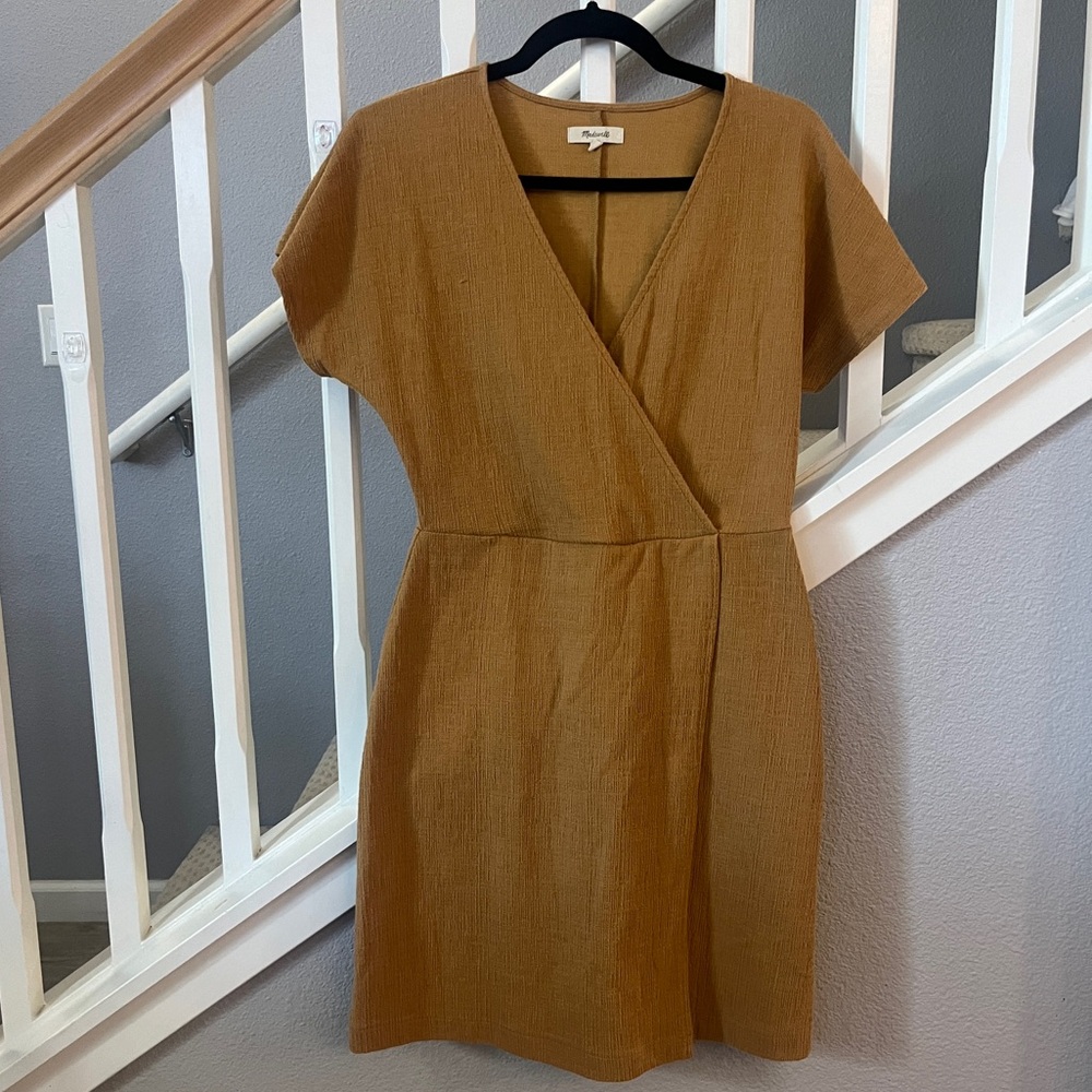 Madewell Cross Front Flutter Sleeve Minidress in Natural Lyst Small